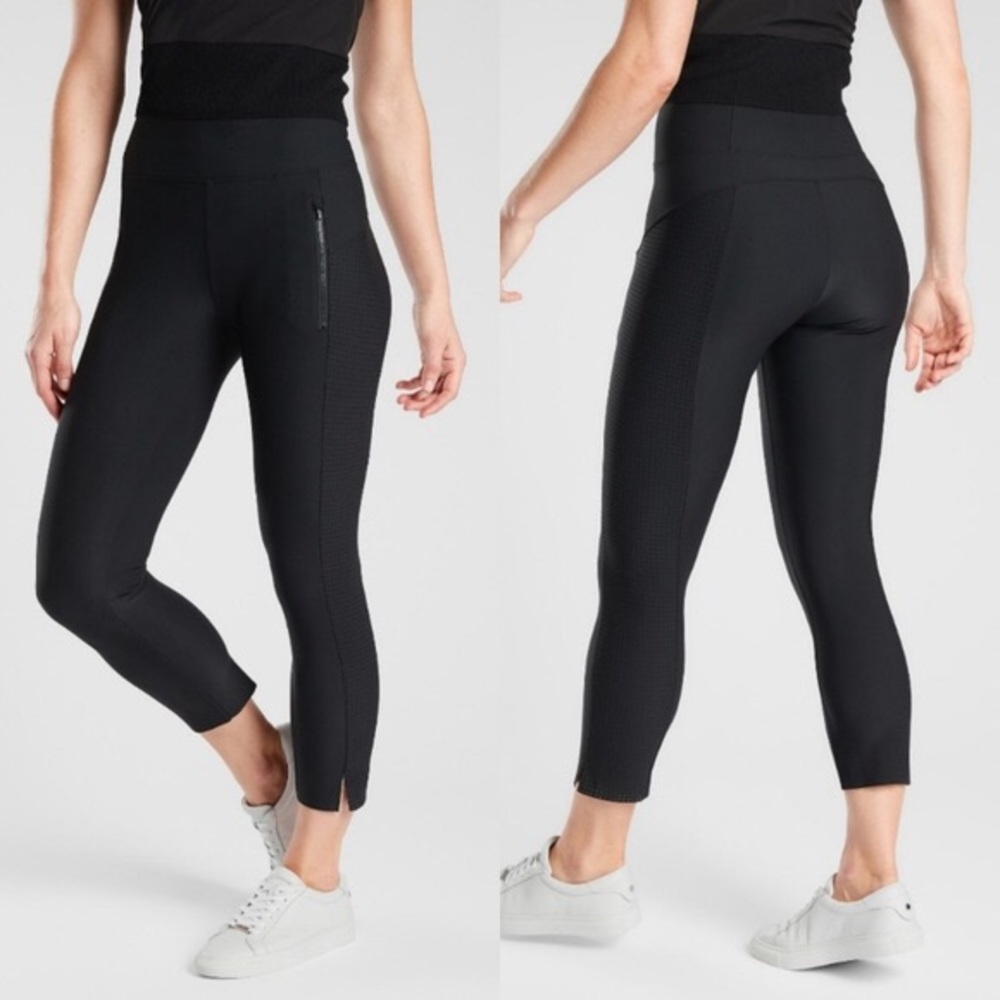 Athleta XS cropped stellar pant zipper pockets black 0797 - Picture 1 of 12